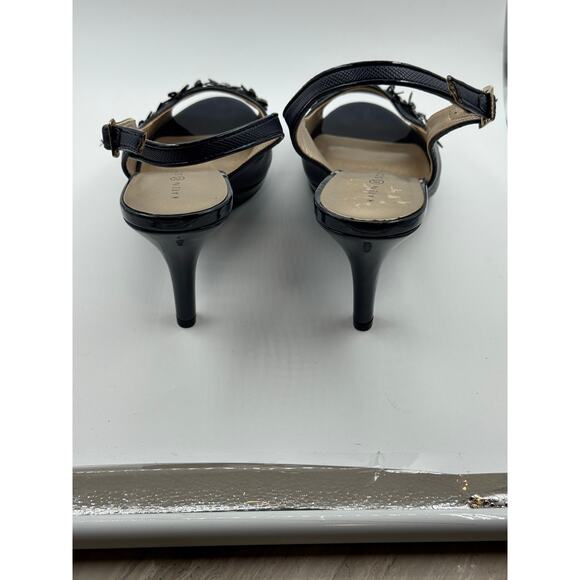 Karen Scott Womens Bronaa Peep Toe Slingback Classic Pumps Navy 8.5 m NEW - Picture 3 of 7